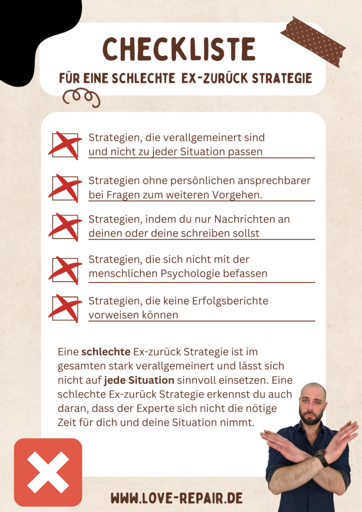 Checkliste für eine schlechte Ex-zurück Strategie