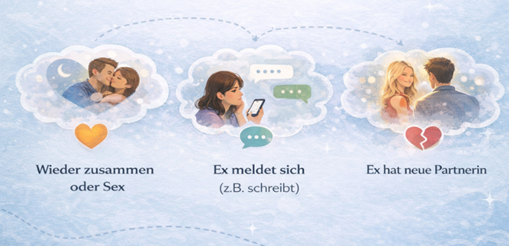 Typische Träume vom Ex: Wieder zusammen sein, Kontaktaufnahme im Traum und Ex mit neuer Partnerin – symbolische Szenarien emotionaler Verarbeitung nach einer Trennung