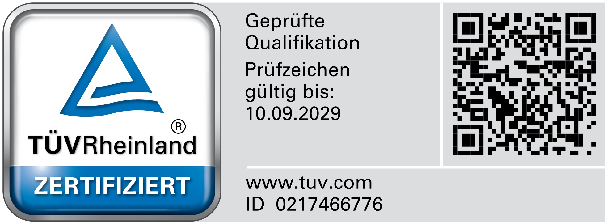 TÜV Rheinland Prüfzeichen – geprüfte Qualifikation