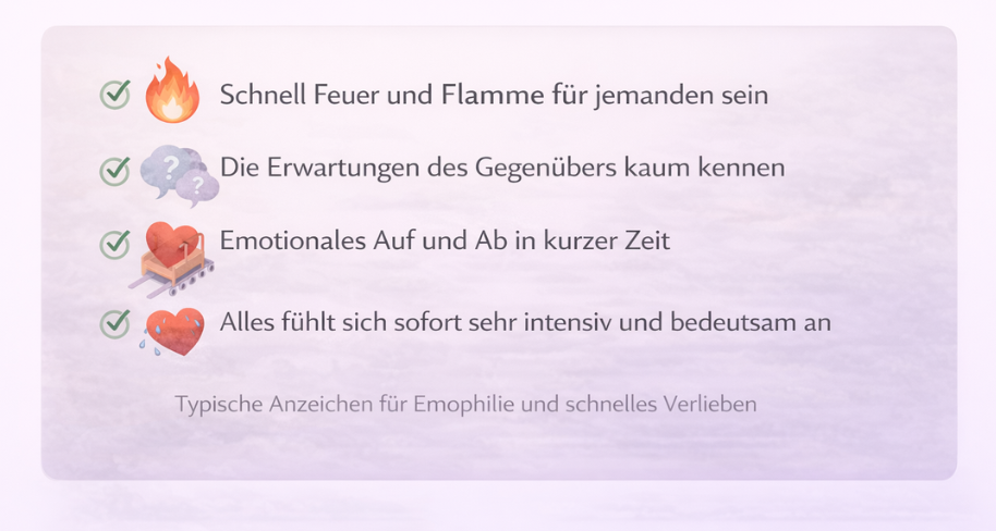 Zu schnell verliebt – typische Anzeichen für Emophilie
